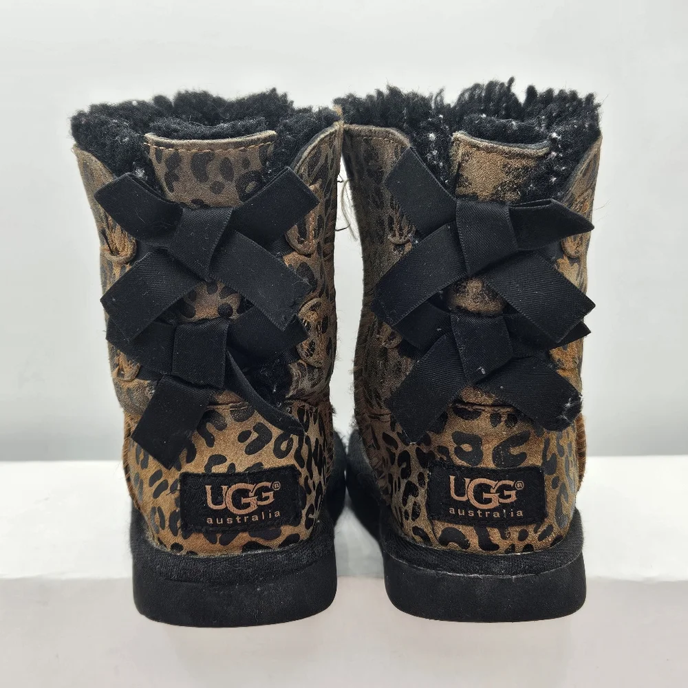 Ugg leopard print Bailey bow boots size 8